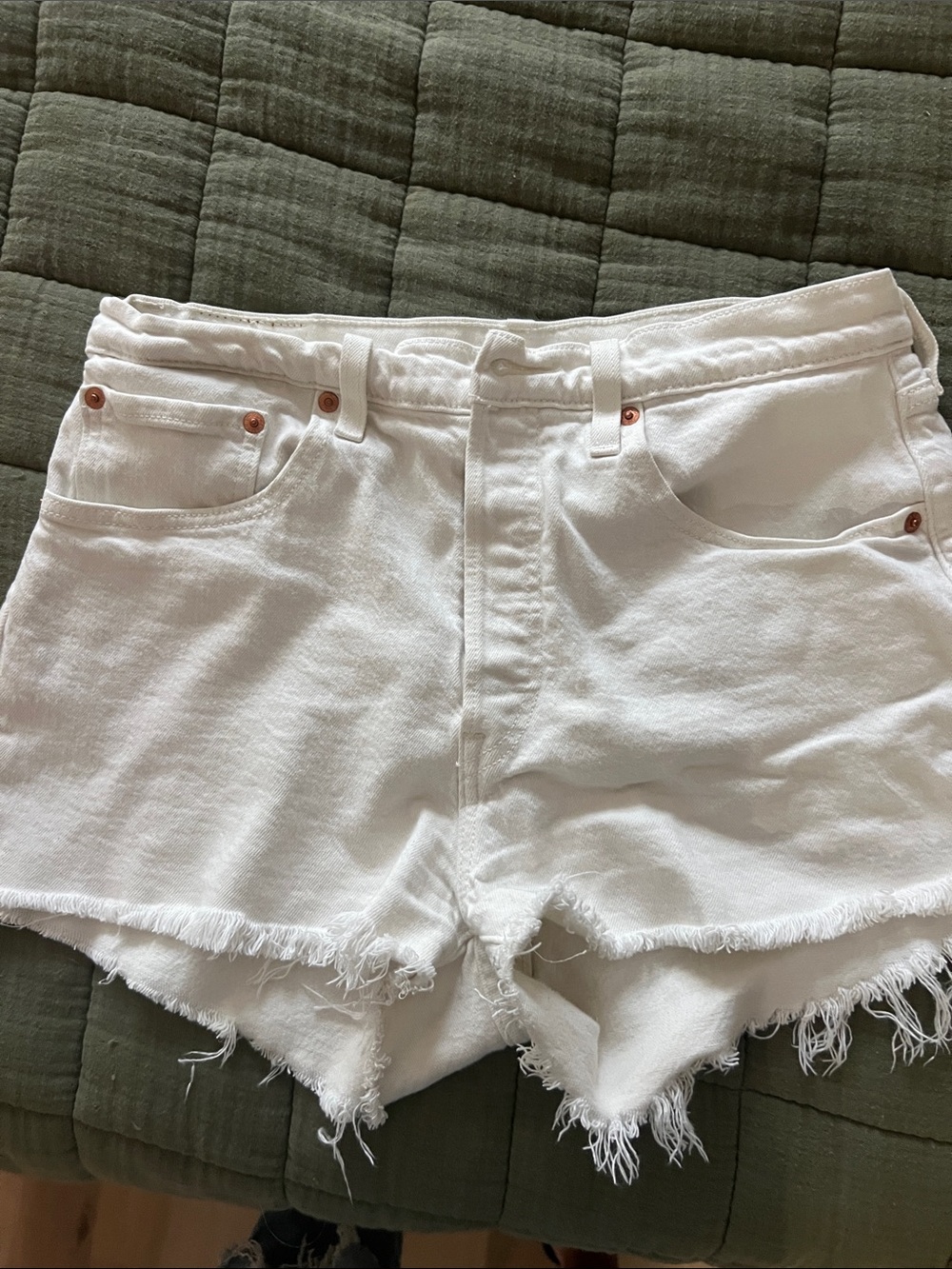 Women’s White 501 Levi Denim Cutoff Shorts
